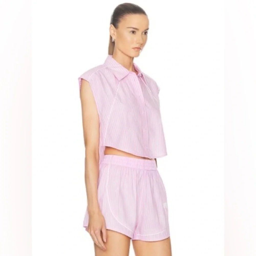 *SET* ALEXANDER WANG Matching Poplin Cropped Sleeveless Top & Shorts Size XS NWT